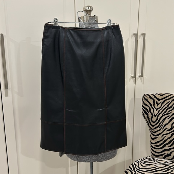 Gorgeous, chocolate brown, faux leather, distressed skirt - Picture 2 of 8